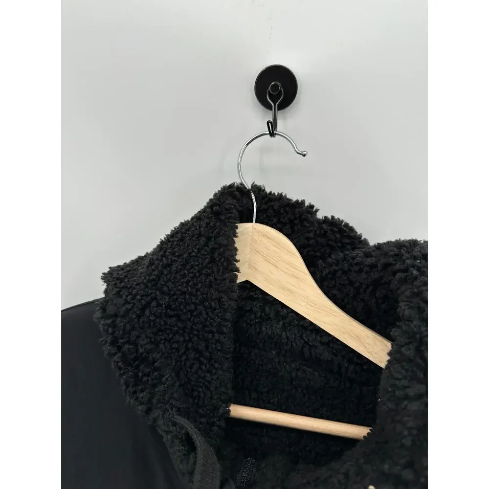 Lululemon Reversible Fleece Jacket‎ Women Size 8 Black Full Zip Sherpa Lined